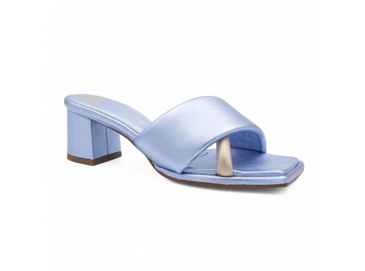 Blue leather slide sandal...